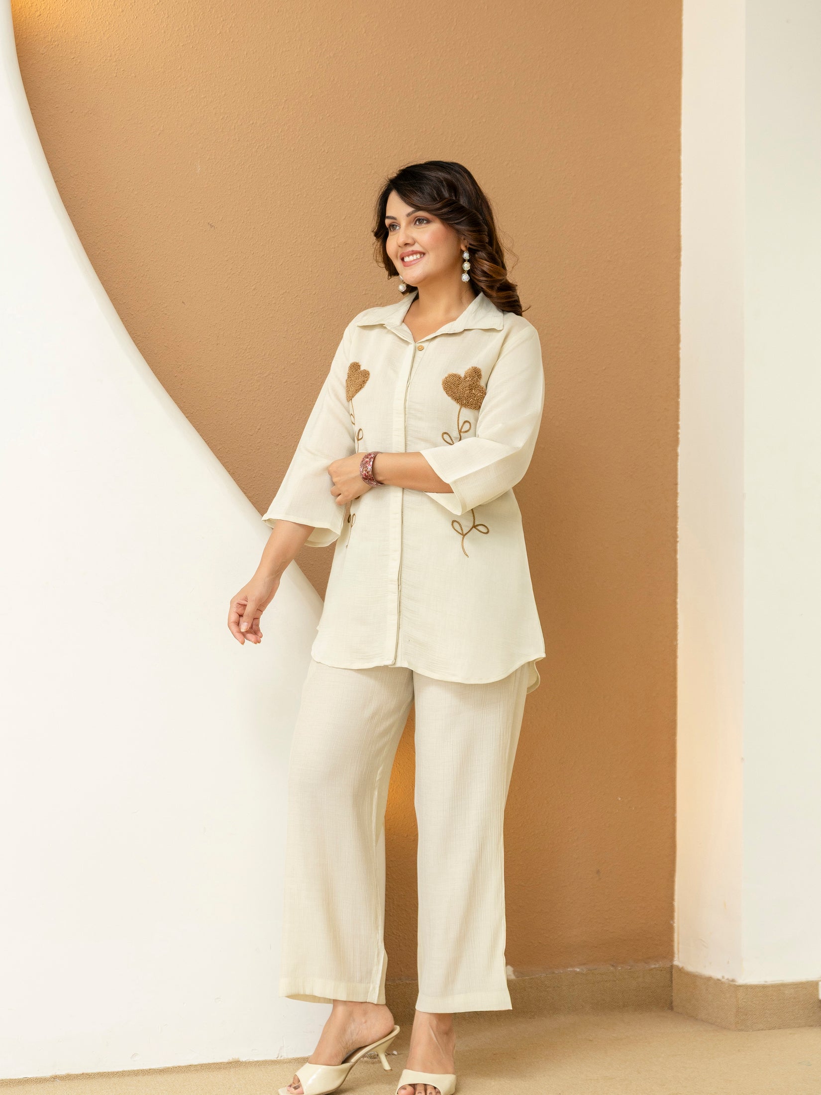 Cotton Mulmul Crush Shirt Style Co-Ord Set