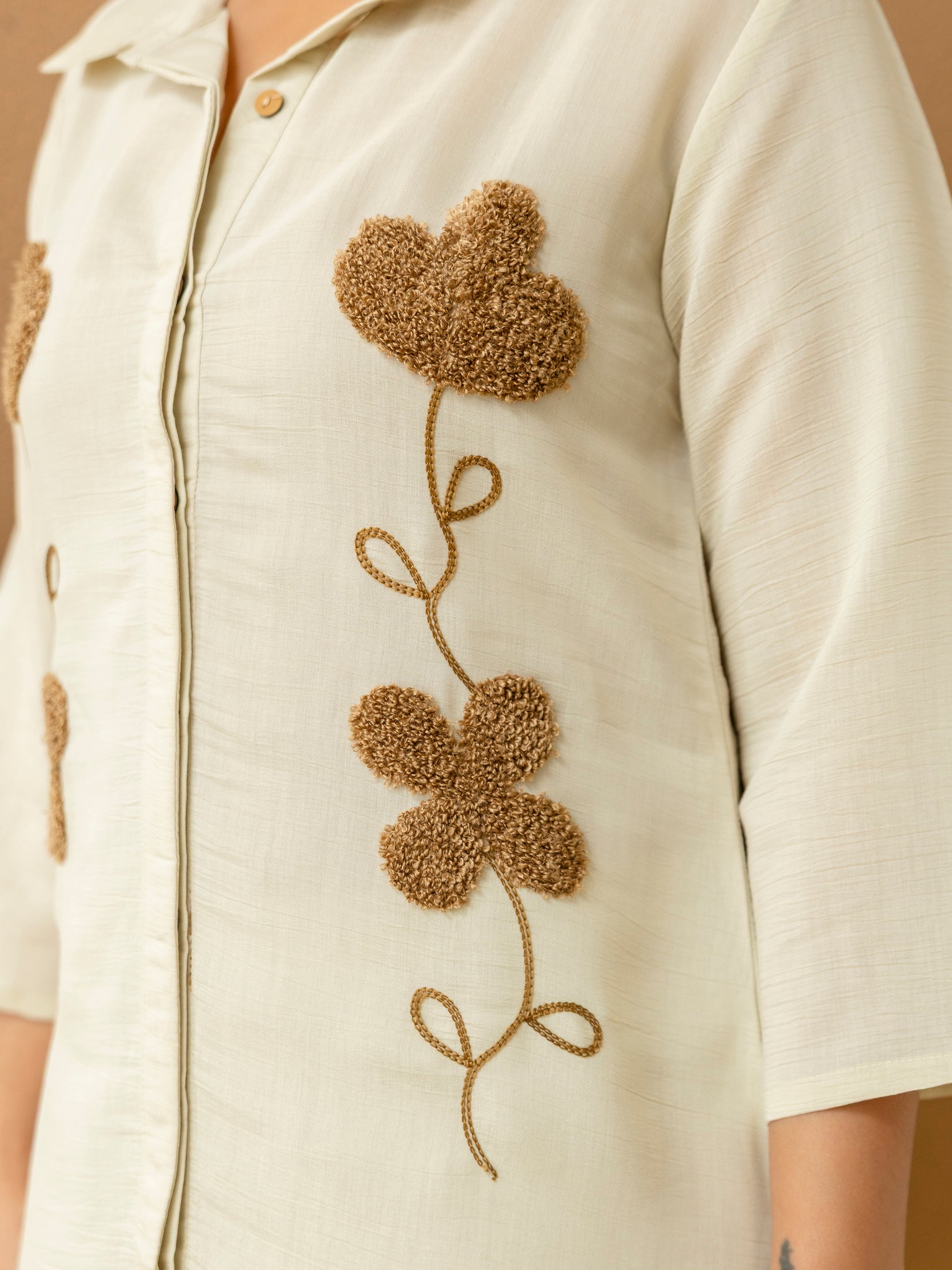 Cotton Mulmul Crush Shirt Style Co-Ord Set