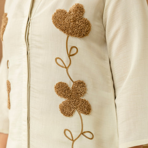 Cotton Mulmul Crush Shirt Style Co-Ord Set