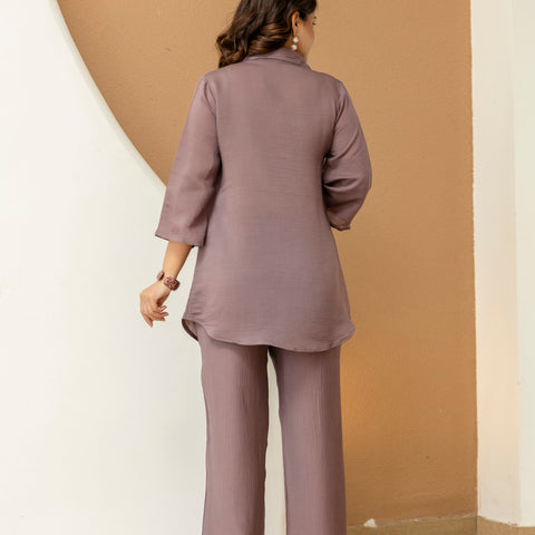 Cotton Mulmul Crush Shirt Style Co-Ord Set