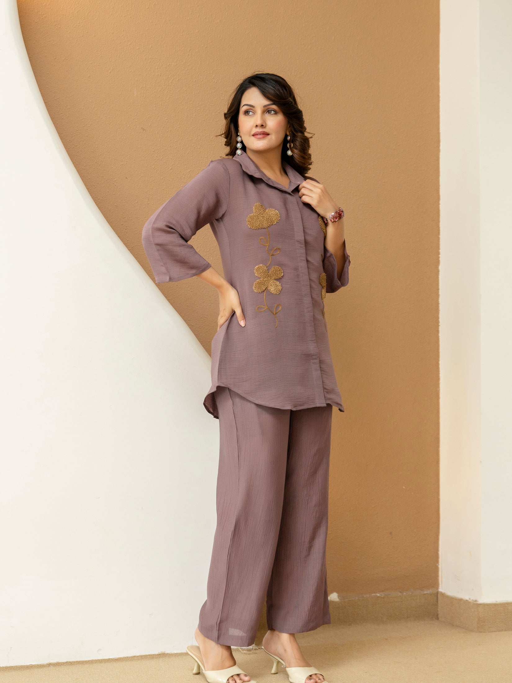 Cotton Mulmul Crush Shirt Style Co-Ord Set