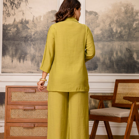 Cotton Mulmul Crush Shirt Style Co-Ord Set