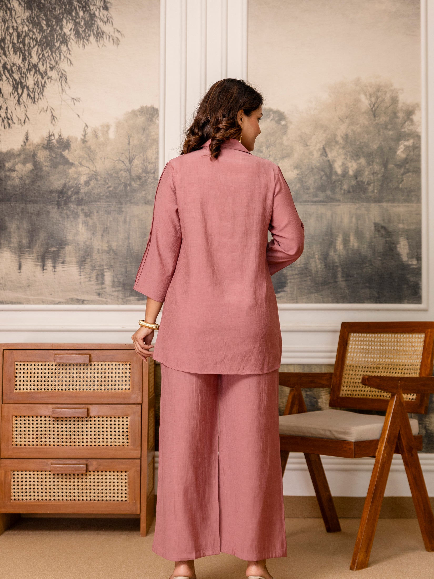 Cotton Mulmul Crush Shirt Style Co-Ord Set