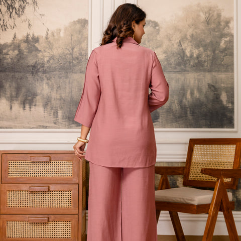 Cotton Mulmul Crush Shirt Style Co-Ord Set