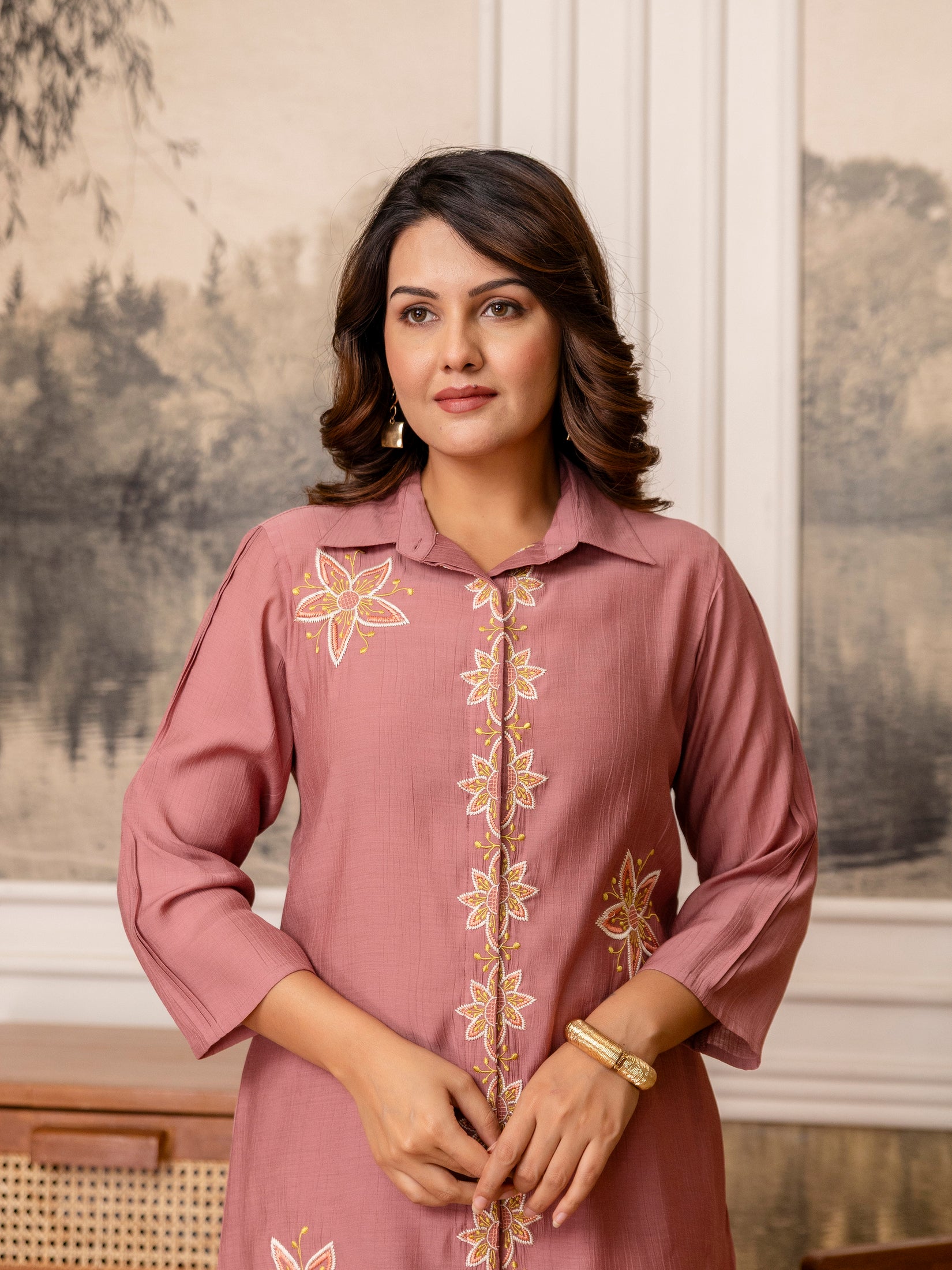 Cotton Mulmul Crush Shirt Style Co-Ord Set