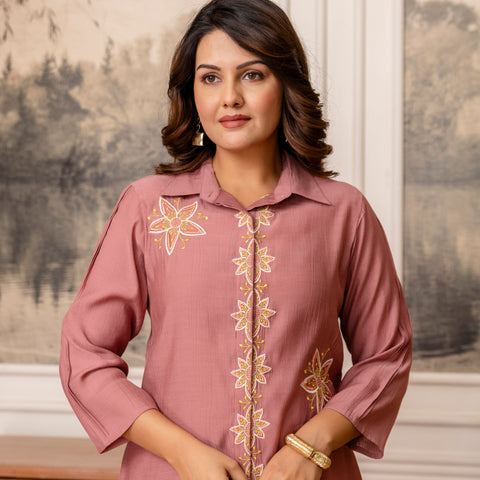 Cotton Mulmul Crush Shirt Style Co-Ord Set