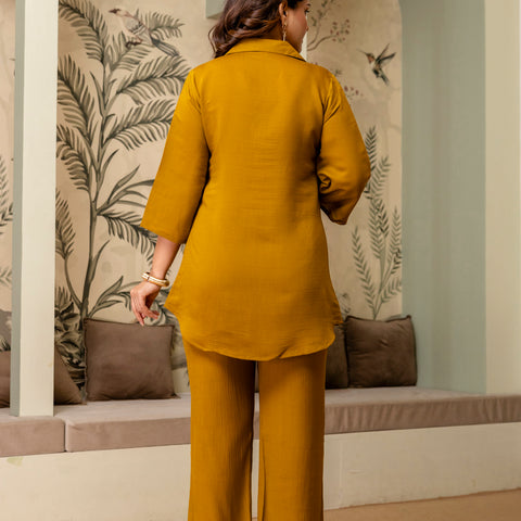 Cotton Mulmul Crush Shirt Style Co-Ord Set