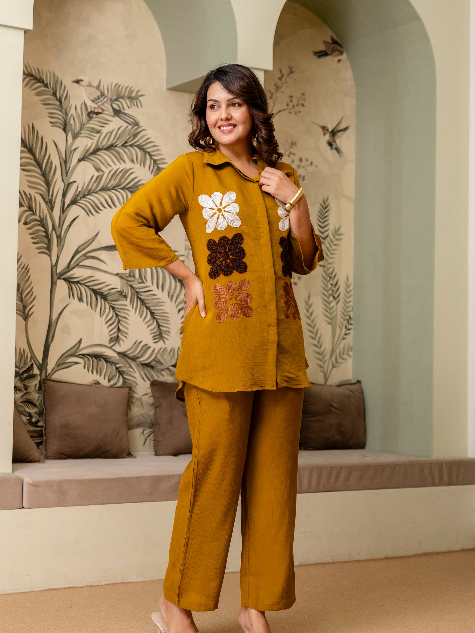 Cotton Mulmul Crush Shirt Style Co-Ord Set