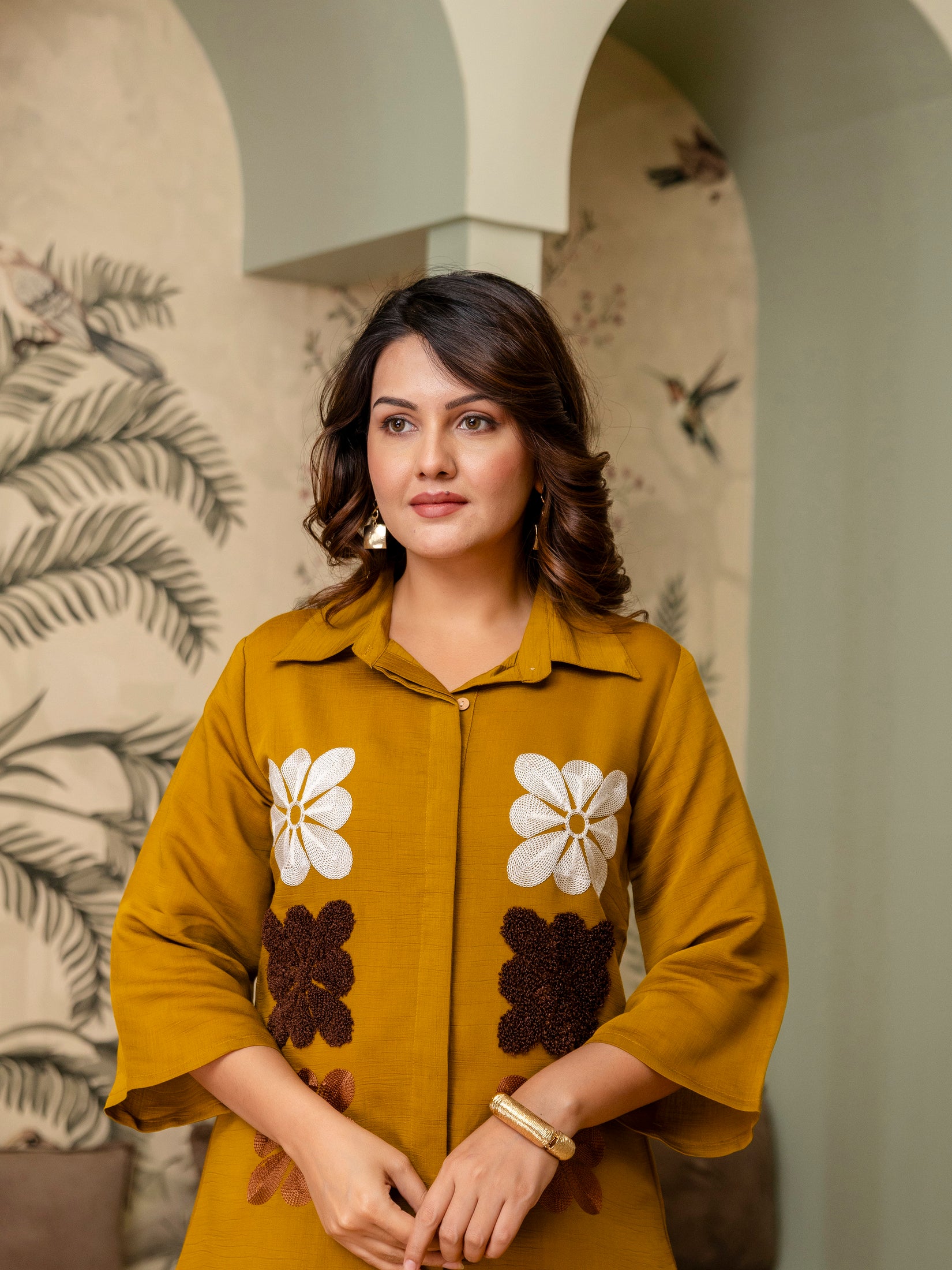 Cotton Mulmul Crush Shirt Style Co-Ord Set