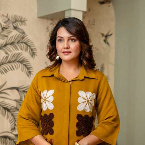 Cotton Mulmul Crush Shirt Style Co-Ord Set