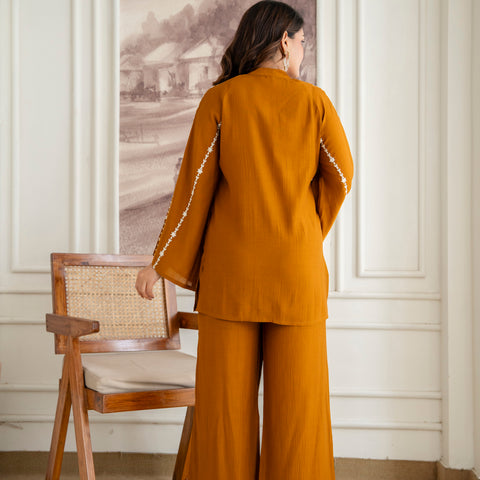 Cotton Mulmul Crush Shirt Style Co-Ord Set