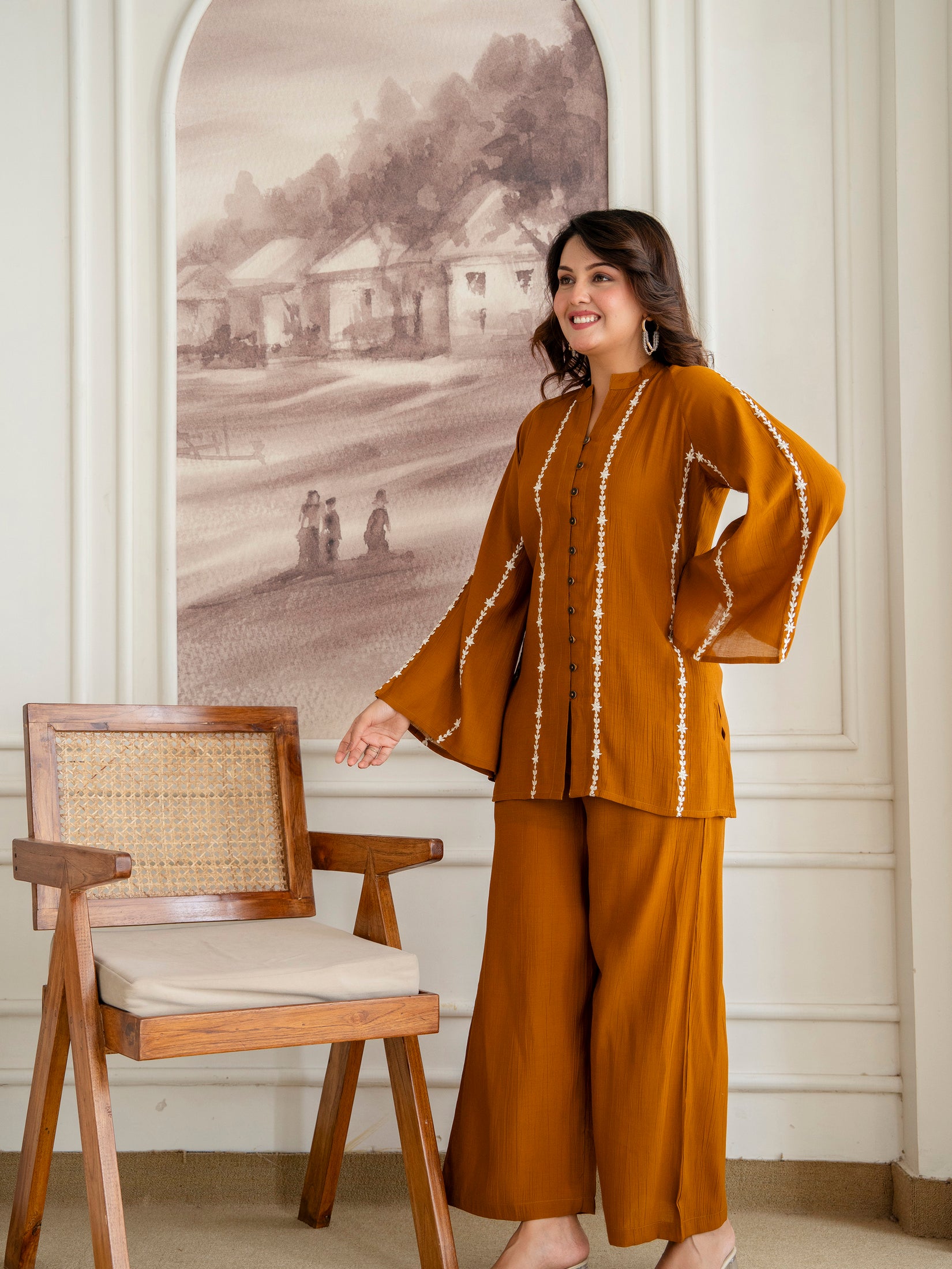 Cotton Mulmul Crush Shirt Style Co-Ord Set