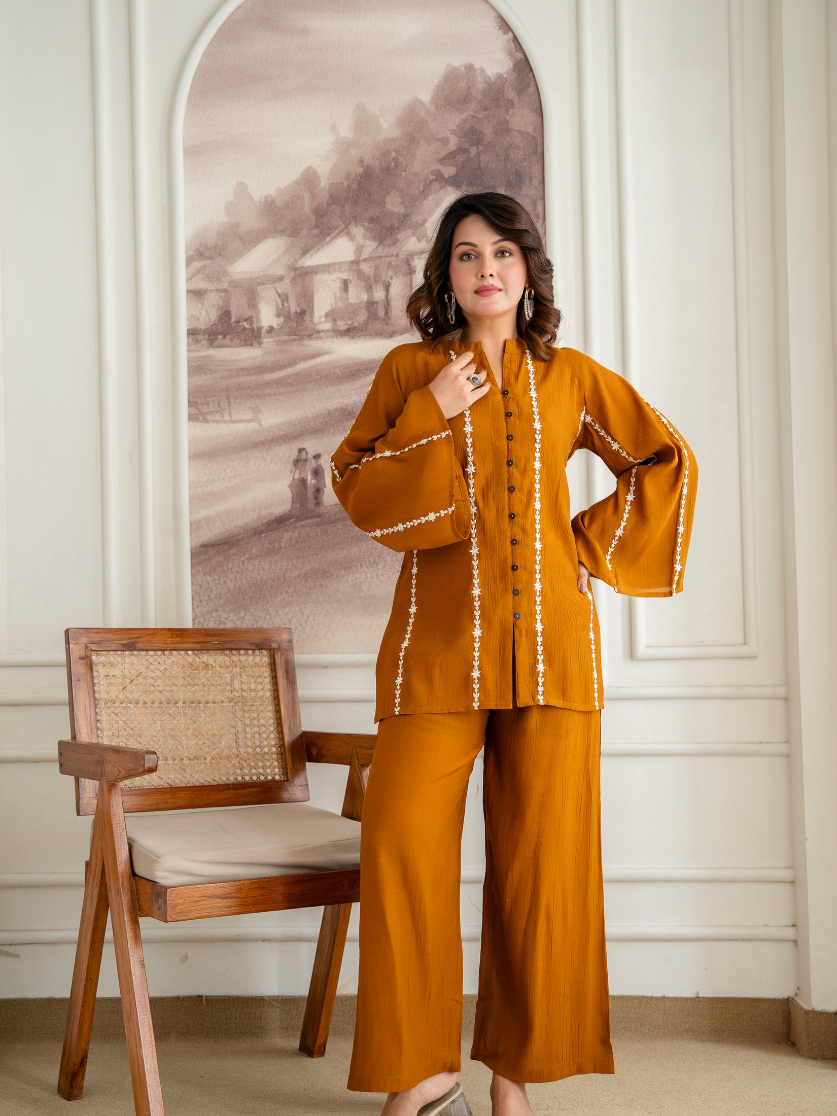 Cotton Mulmul Crush Shirt Style Co-Ord Set