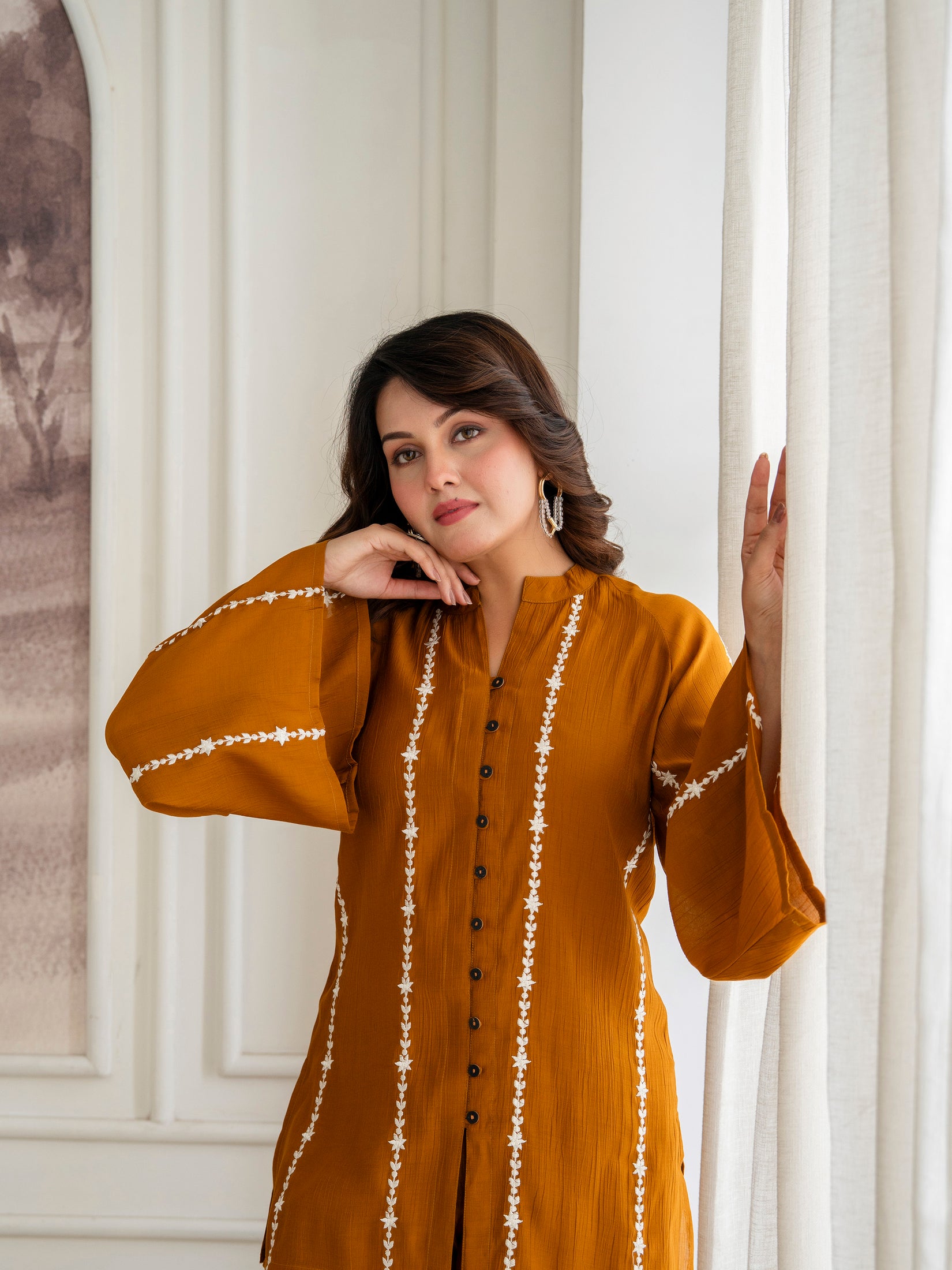 Cotton Mulmul Crush Shirt Style Co-Ord Set