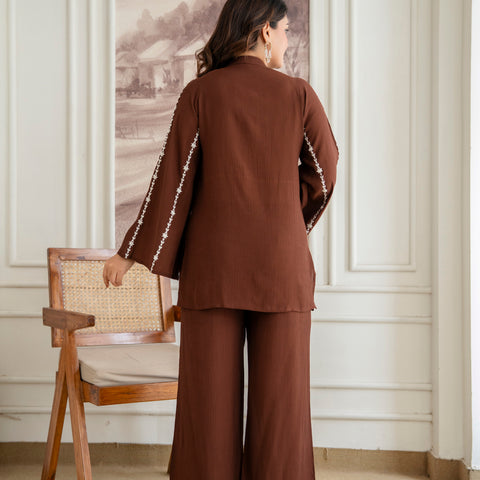 Cotton Mulmul Crush Shirt Style Co-Ord Set