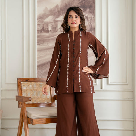Cotton Mulmul Crush Shirt Style Co-Ord Set