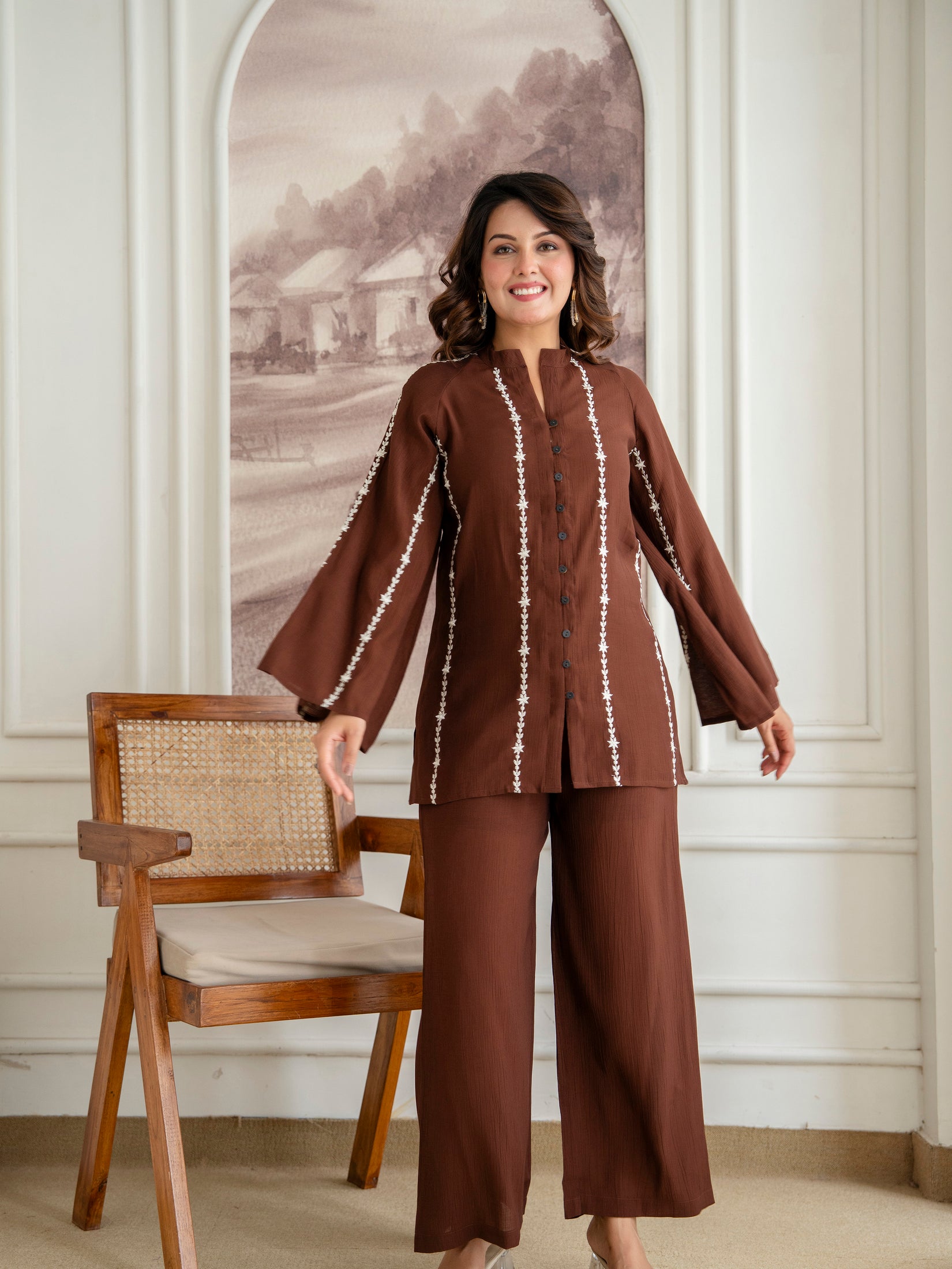 Cotton Mulmul Crush Shirt Style Co-Ord Set