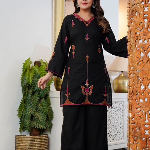 Cotton Embroidered Kurta Set with Dupatta