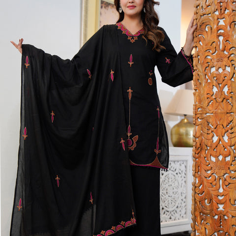 Cotton Embroidered Kurta Set with Dupatta