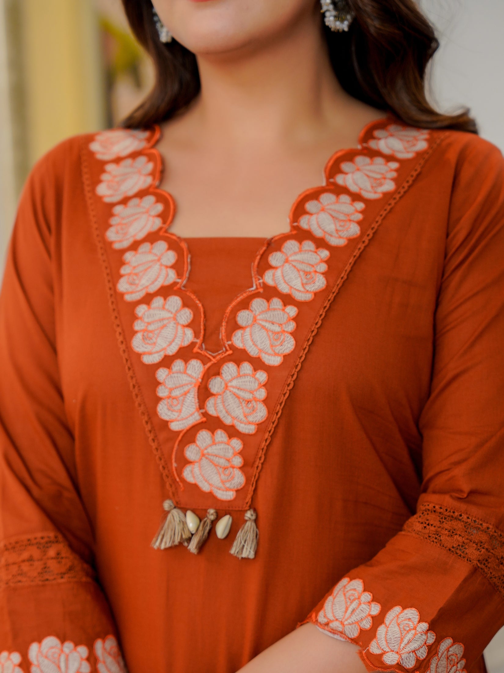 Ebbani Women’s Cotton Embroidered Kurta Set with Dupatta