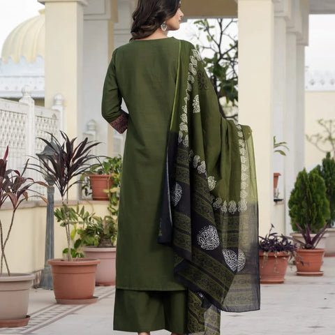 Cotton Rani Patch Work Kurta Set with Dupatta