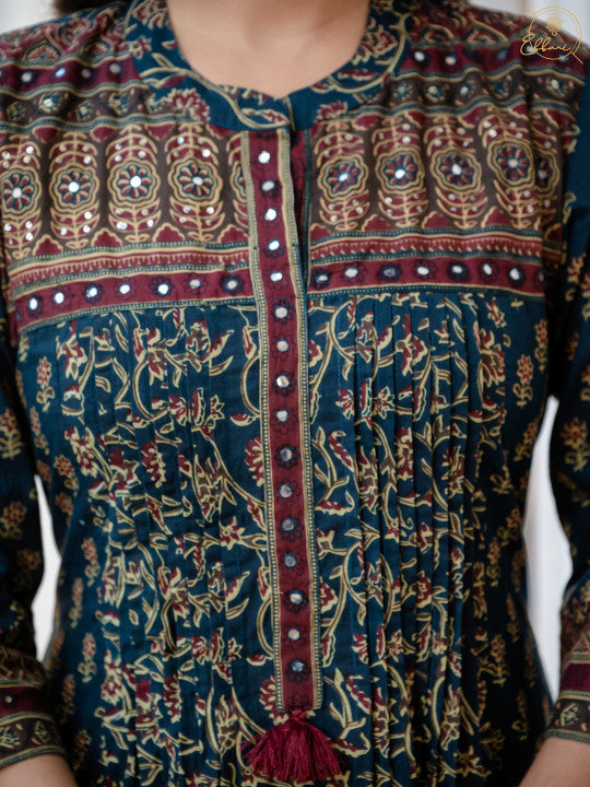 Cotton Motifs Kurta Set with Dupatta