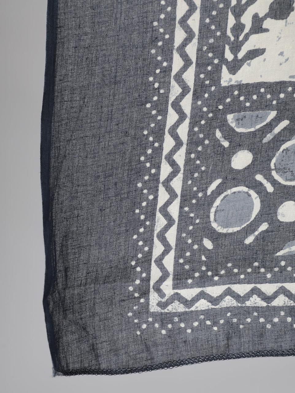 Ebbani Women’s Cotton Motifs Grey Anarkali Kurta Set with Dupatta