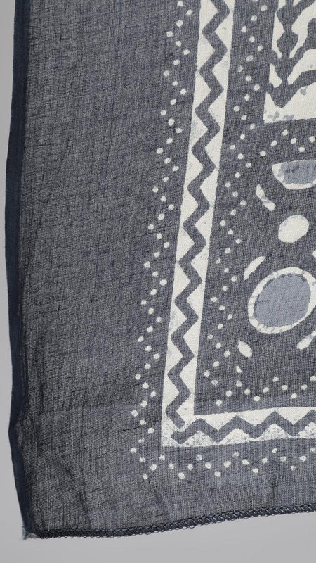 Ebbani Women’s Cotton Motifs Grey Anarkali Kurta Set with Dupatta