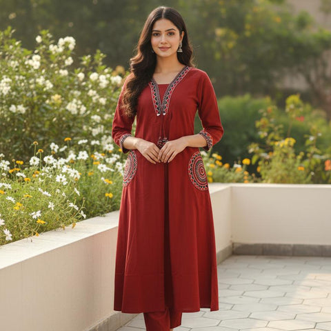 Cotton Embroidered Kurta Set