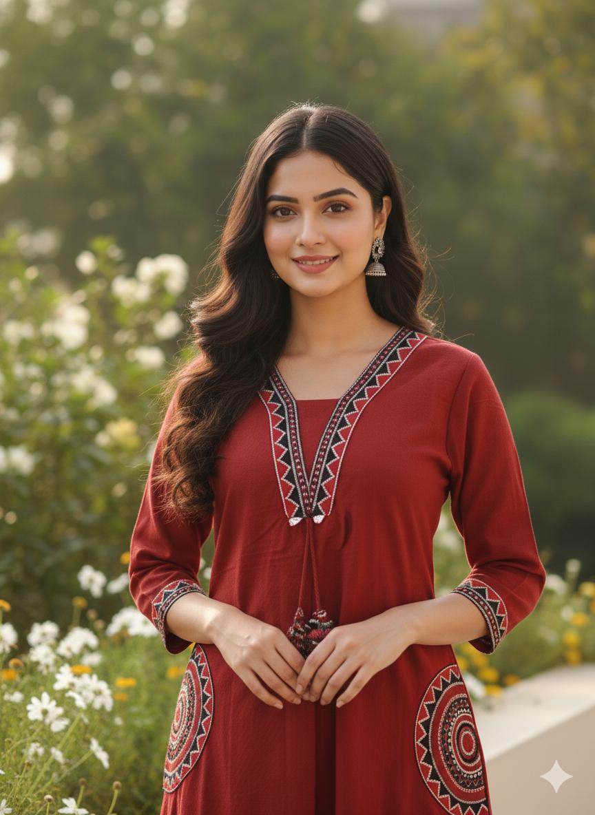 Cotton Embroidered Kurta Set