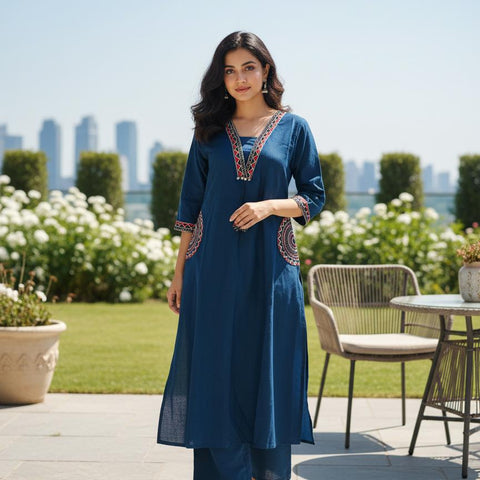 Cotton Embroidered Kurta Set