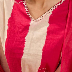 Ebbani Women’s Pure Cotton Red Floral Straight Fit 3pc Kurta Set