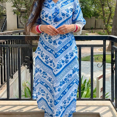 Ebbani Women’s Cotton Printed Blue Co-ords Set
