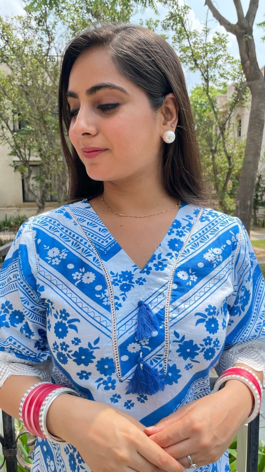 Ebbani Women’s Cotton Printed Blue Co-ords Set