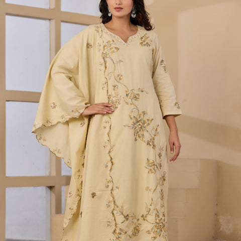 Cotton Handwork Kurta Palazzo Dupatta Set