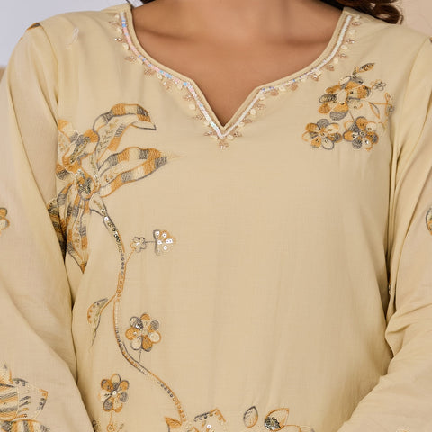 Cotton Handwork Kurta Palazzo Dupatta Set