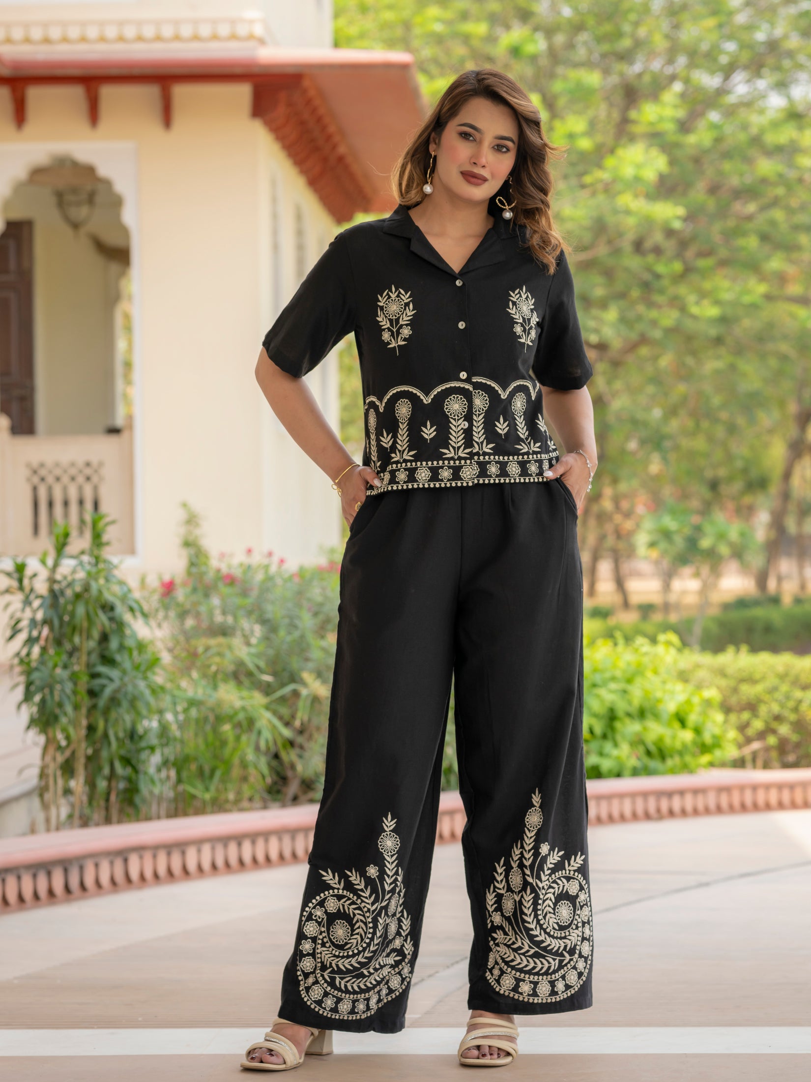 Cotton Embroidered Co-ords Set