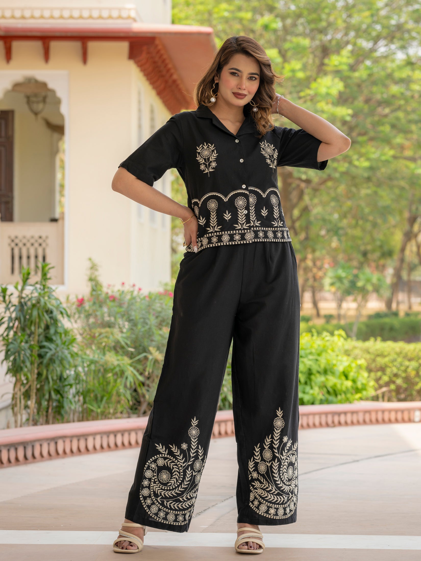 Cotton Embroidered Co-ords Set