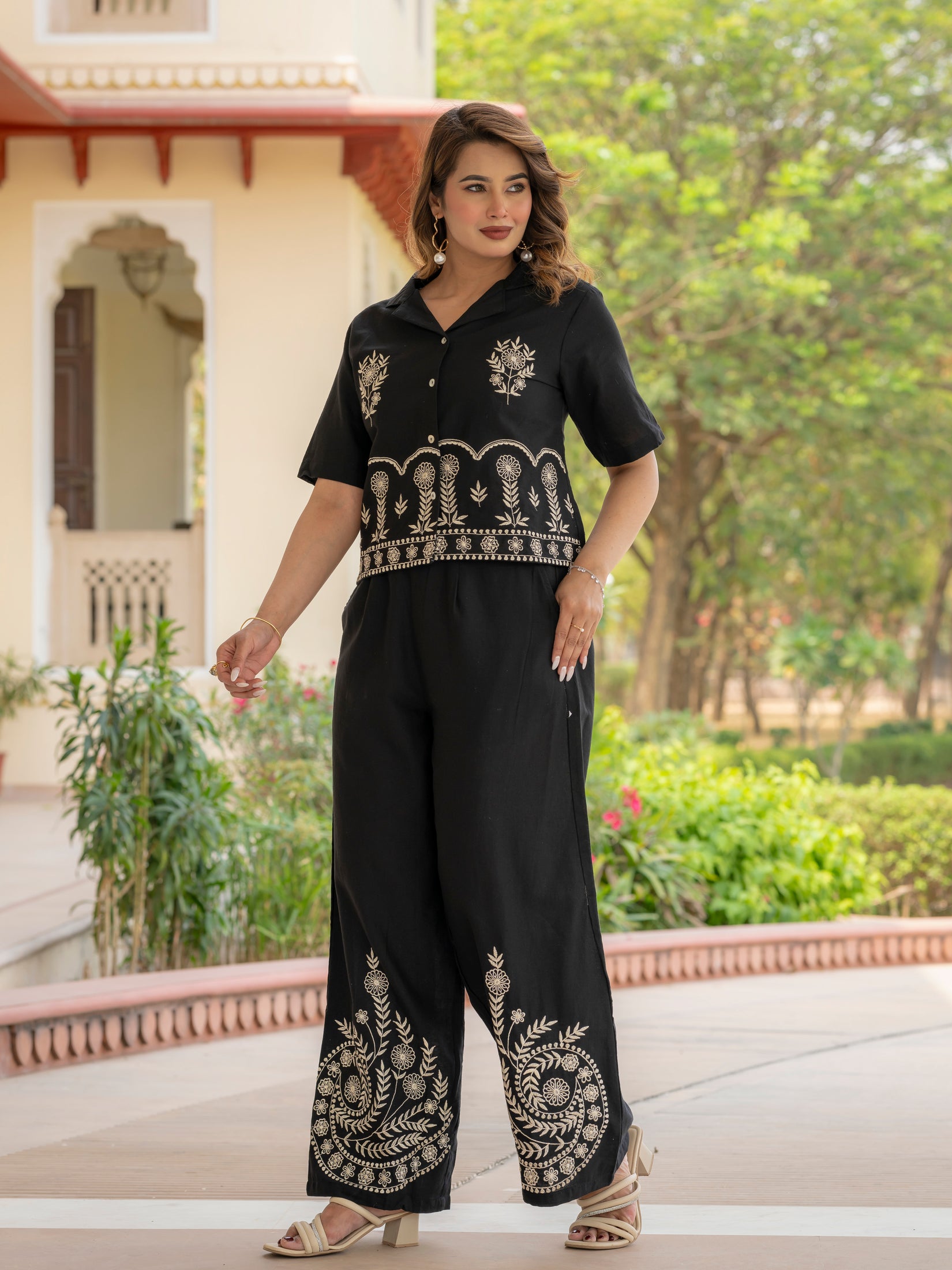 Cotton Embroidered Co-ords Set