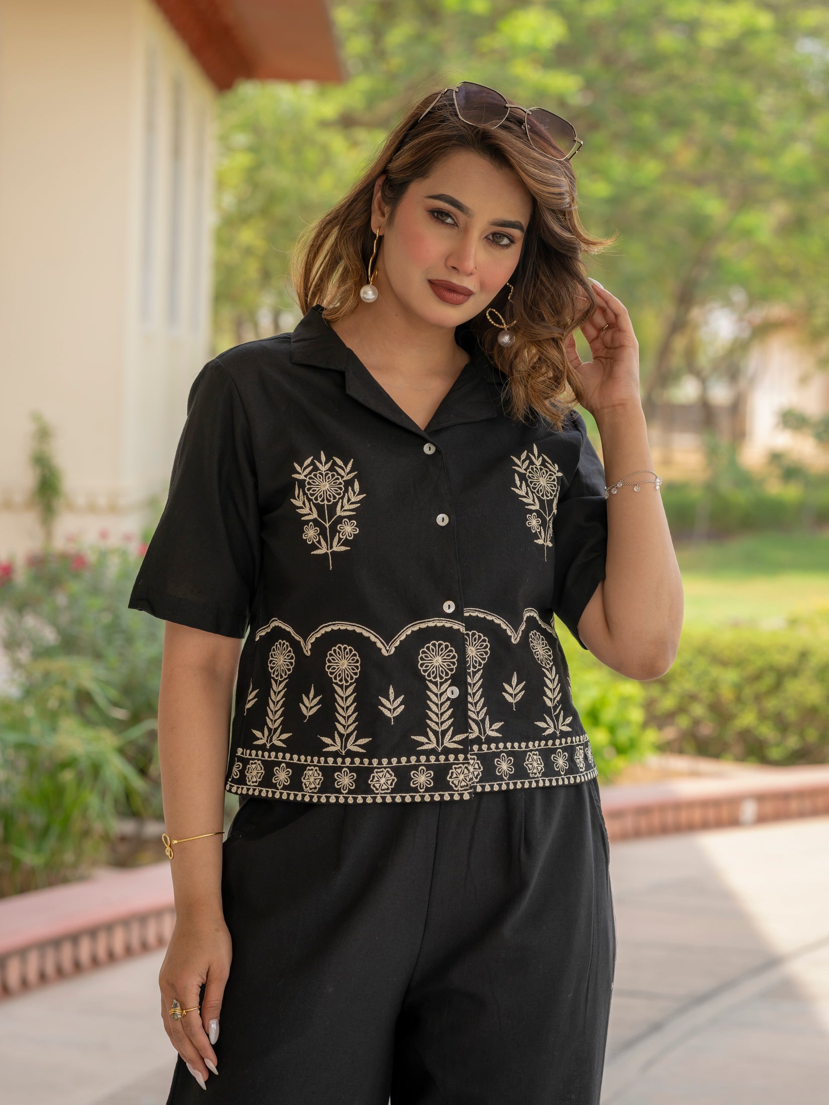 Cotton Embroidered Co-ords Set