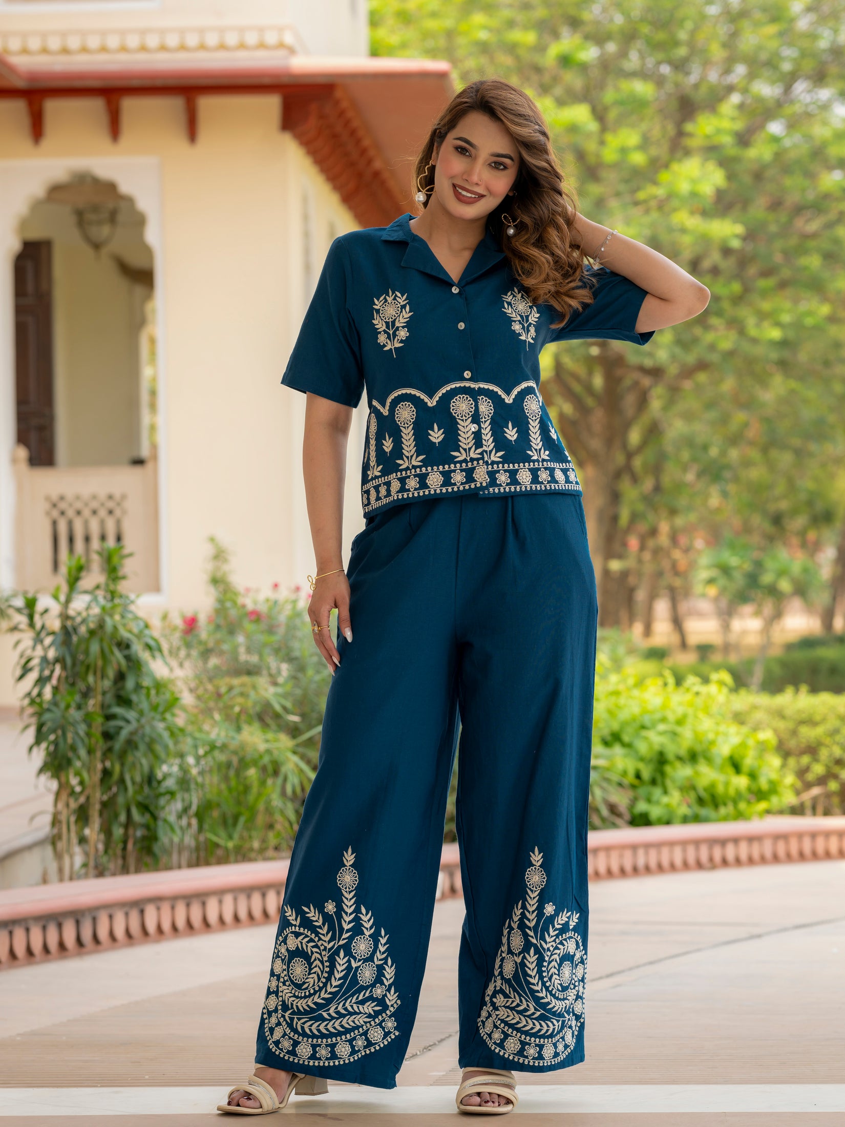 Cotton Embroidered Co-ords Set
