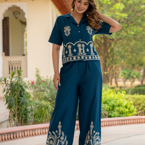 Cotton Embroidered Co-ords Set