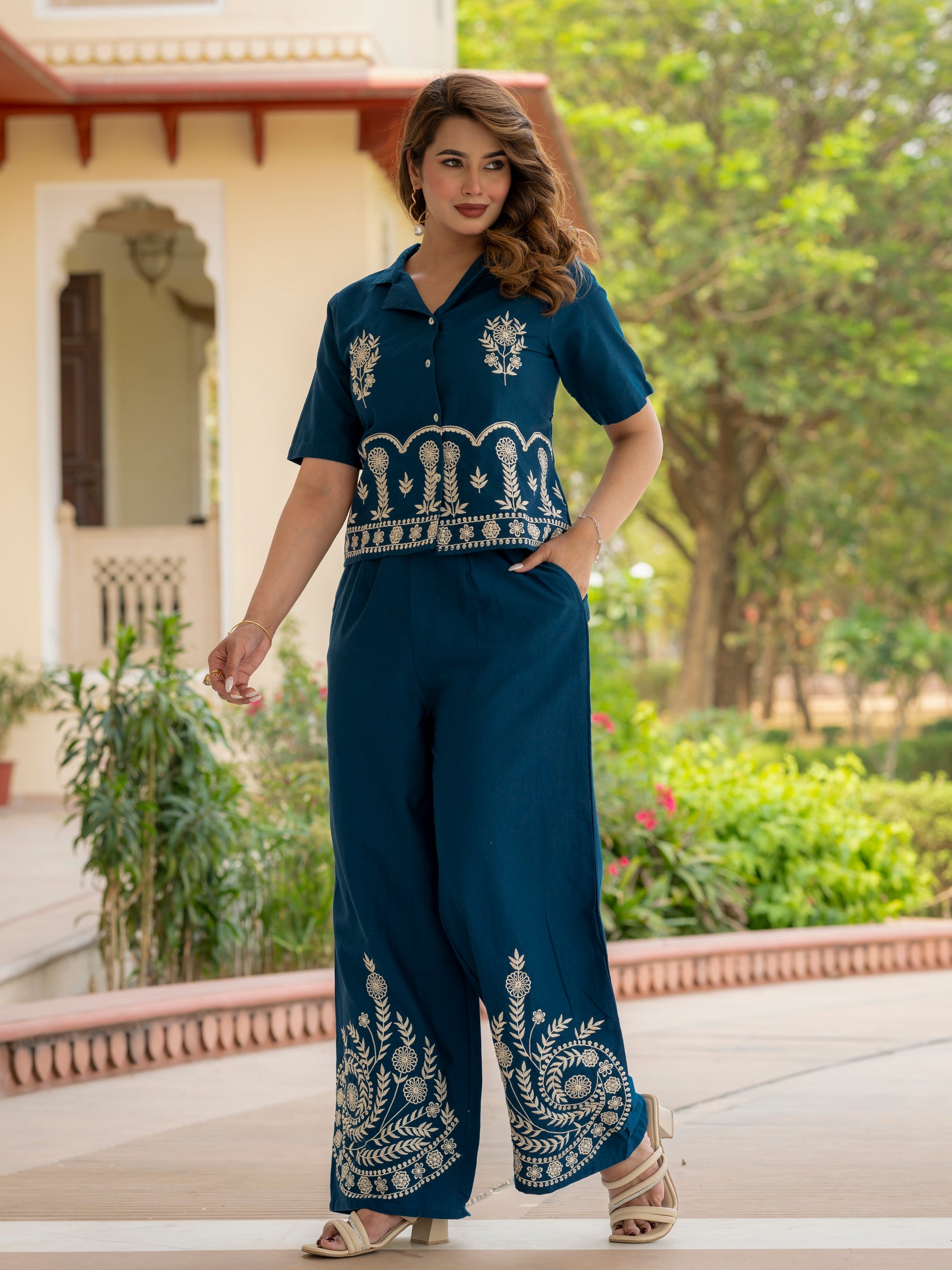 Cotton Embroidered Co-ords Set