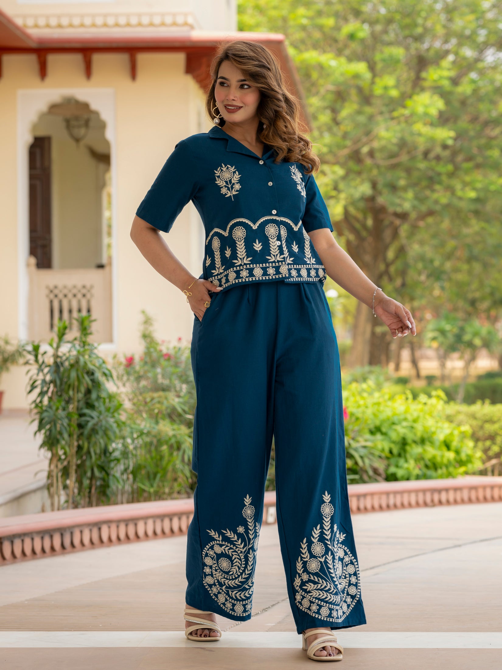 Cotton Embroidered Co-ords Set