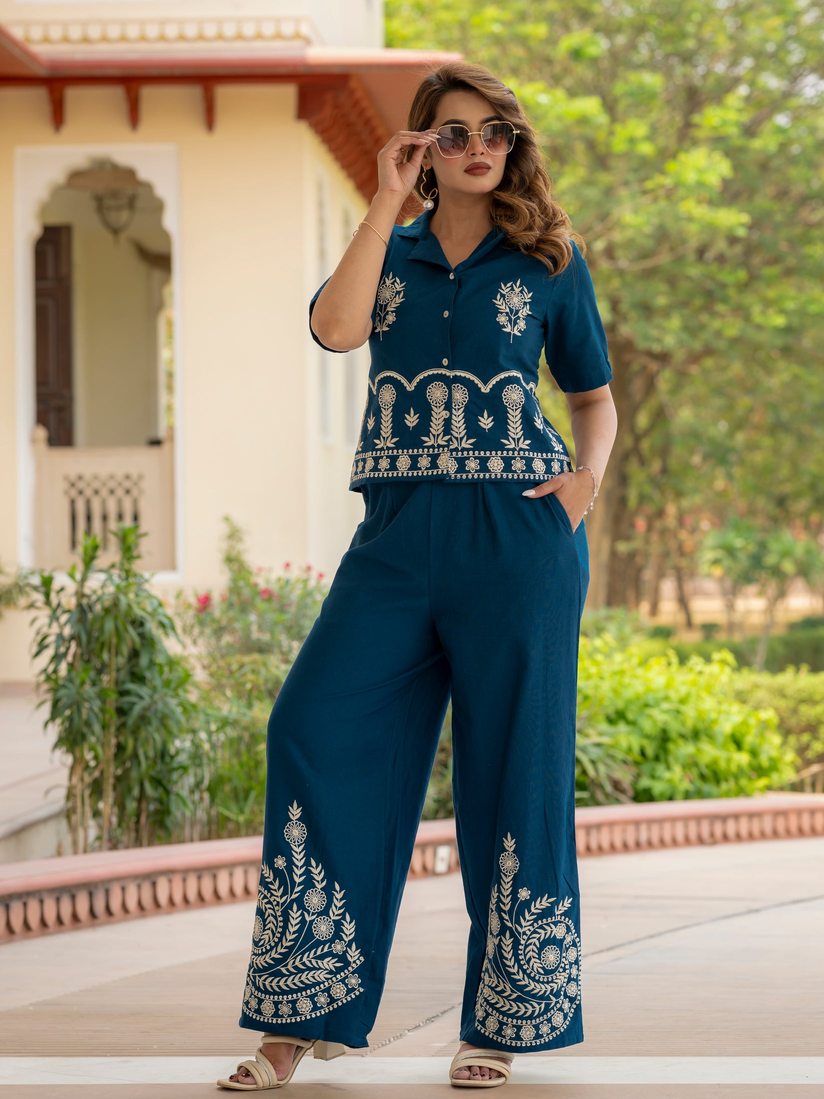 Cotton Embroidered Co-ords Set