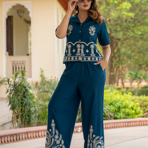 Cotton Embroidered Co-ords Set