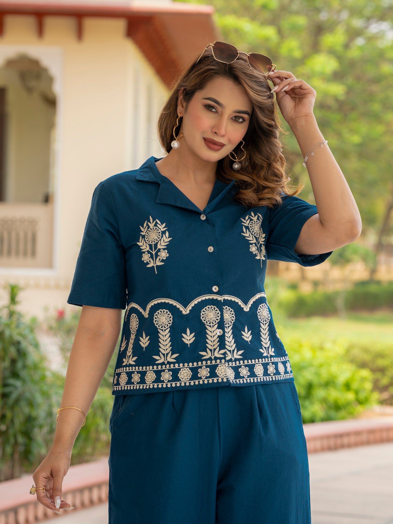 Cotton Embroidered Co-ords Set