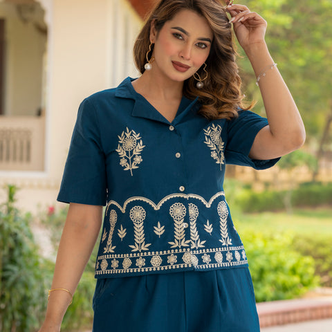 Cotton Embroidered Co-ords Set