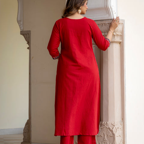 Cotton Embroidered Kurta Set