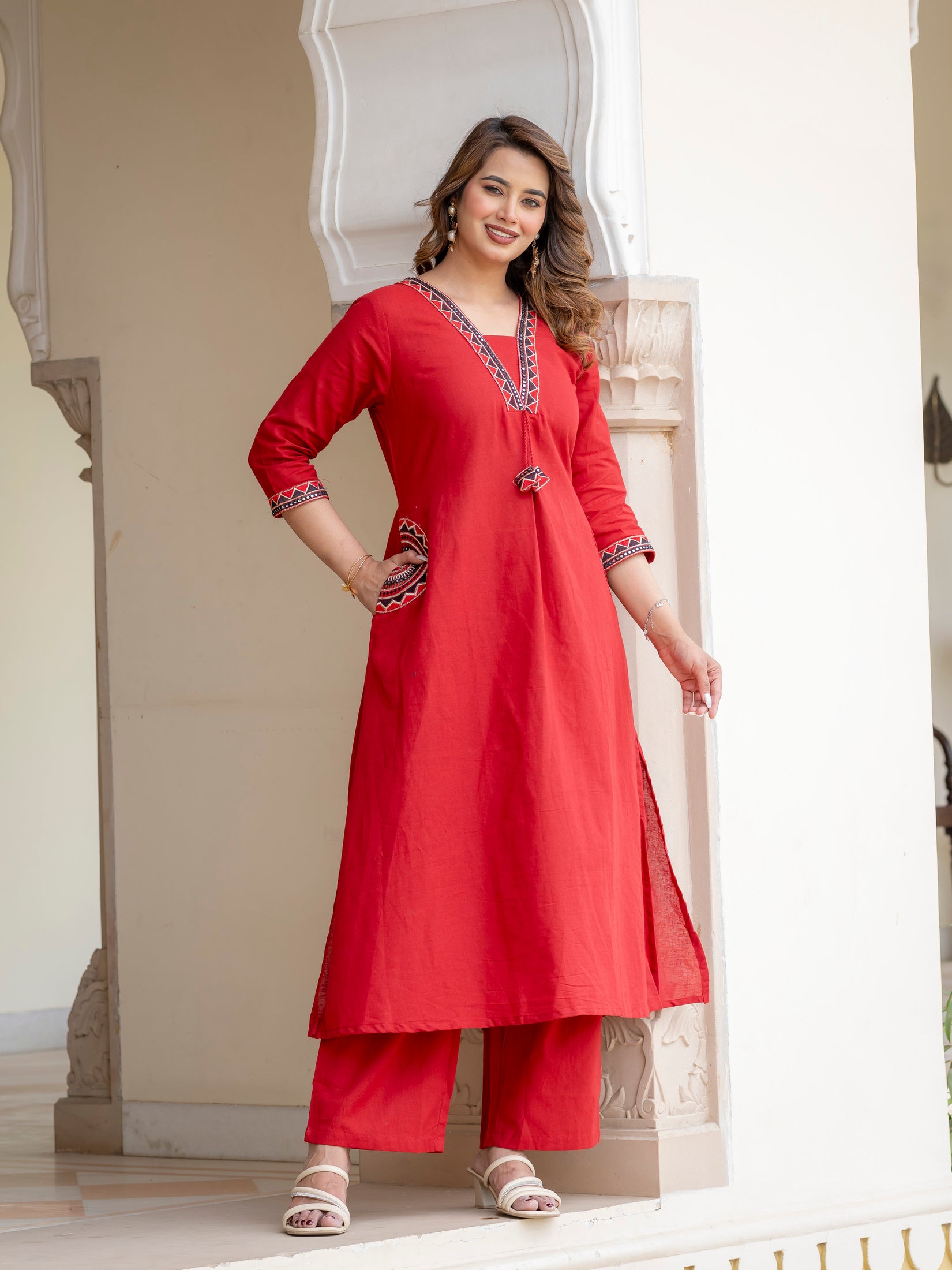 Cotton Embroidered Kurta Set